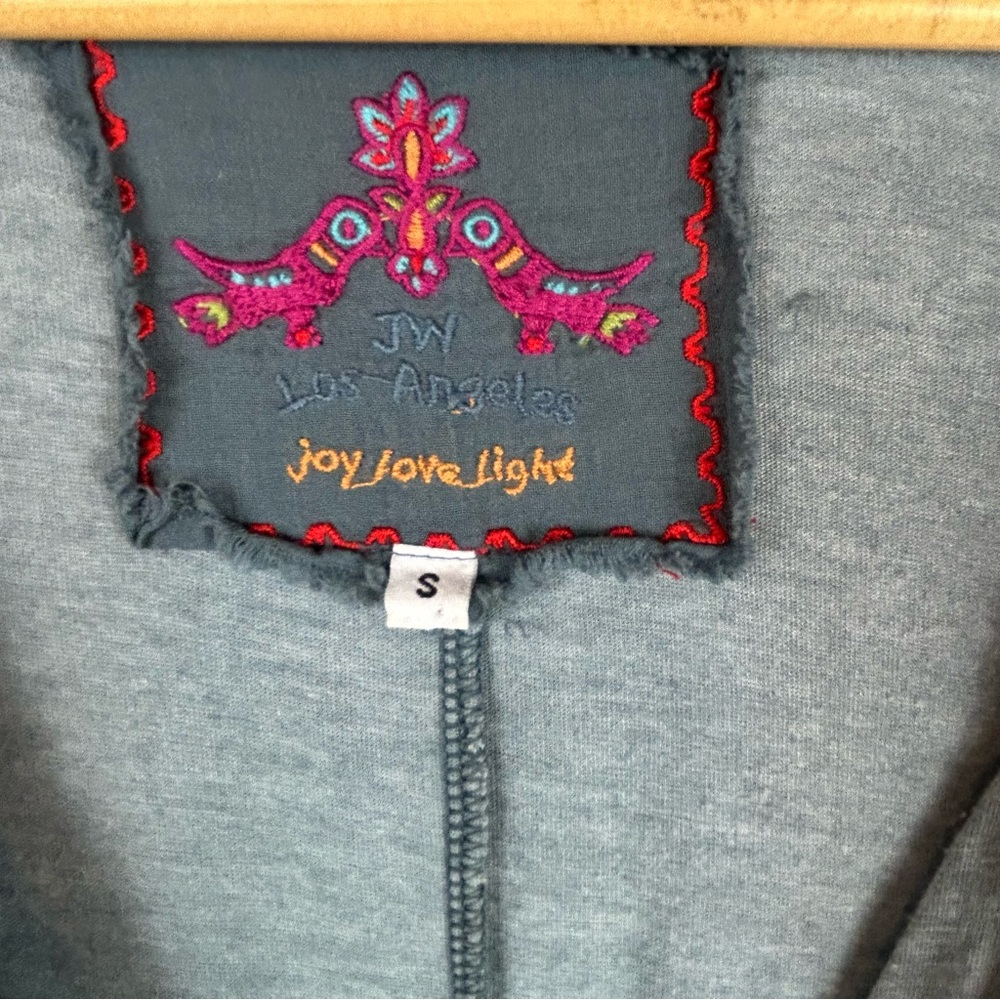 JW LOS ANGELES Blue Floral Embroidered Long Sleeve Top, size Small - Picture 3 of 9